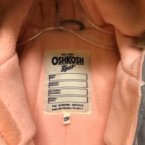 Oshkosh B'Gosh Gray Pink Snowsuit Size 12 months - Picture 6 of 8
